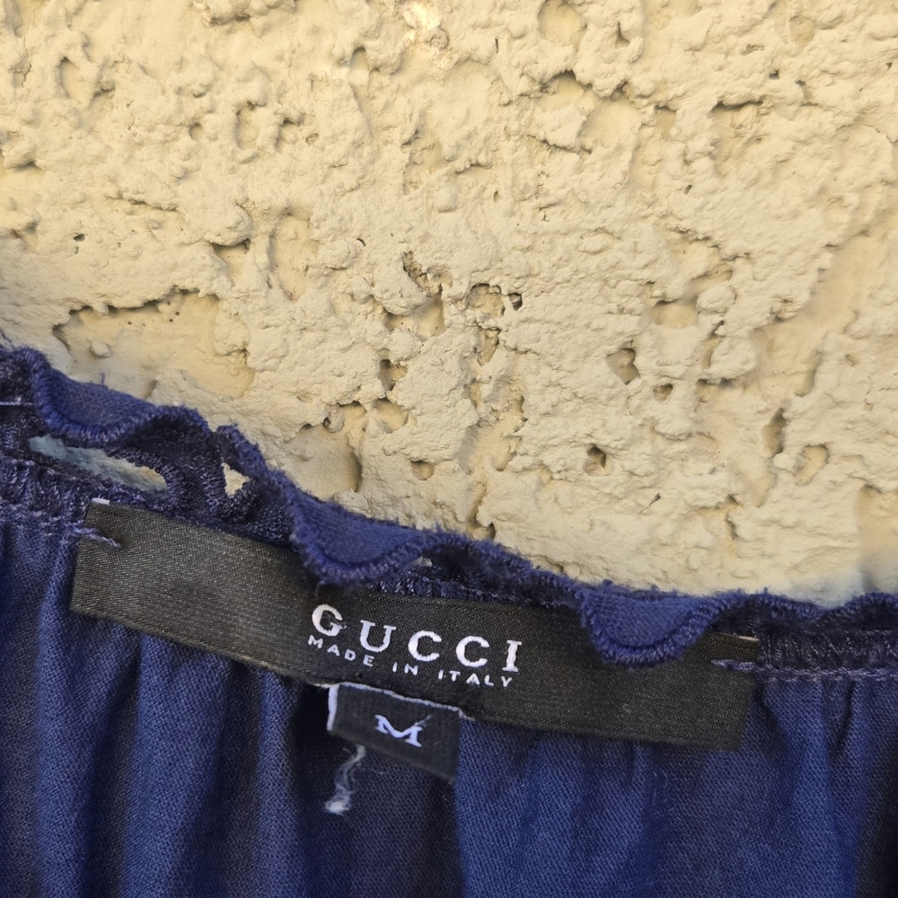 GUCCI Navy Blue Eyelet Blouse - Picture 5 of 9